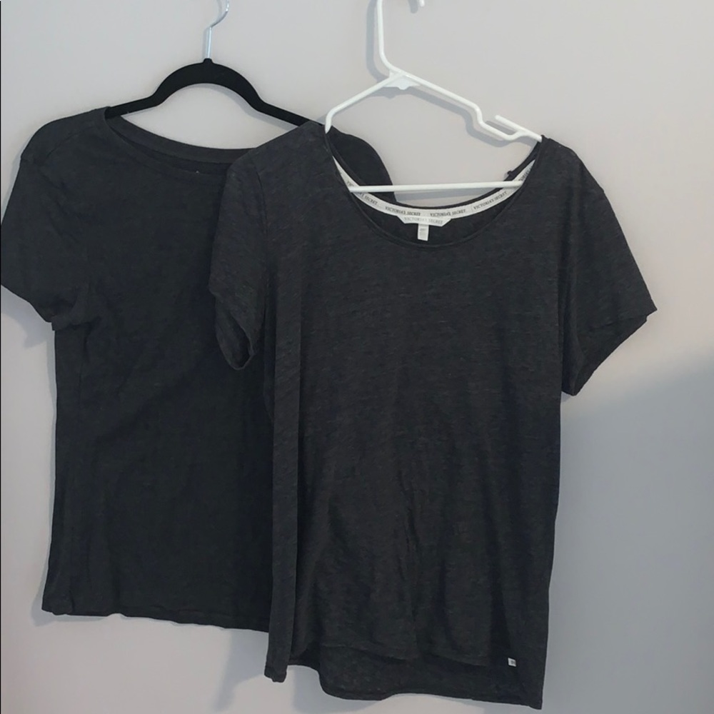 2 blackish/gray short sleeve tops
